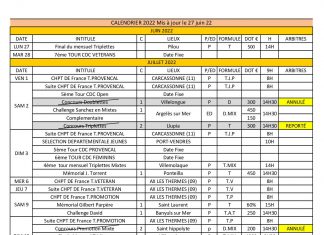 Calendrier Mise à jour au 27 juin