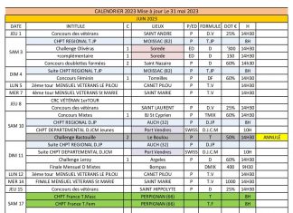 Calendrier Juin 2023