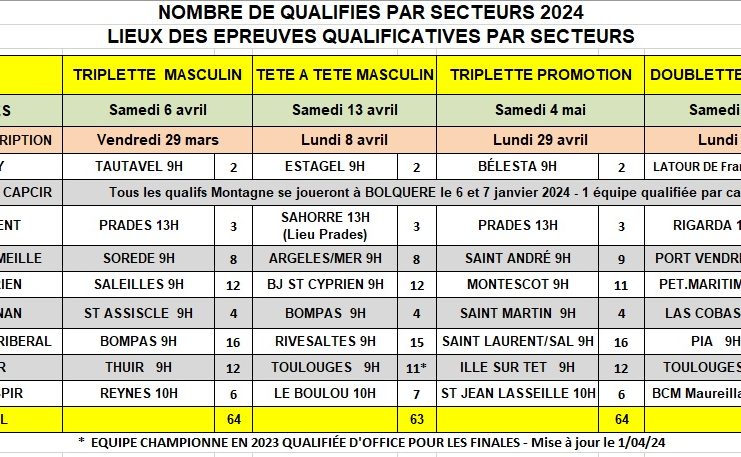 Qualifs secteurs/zones Mixtes et finales départementales