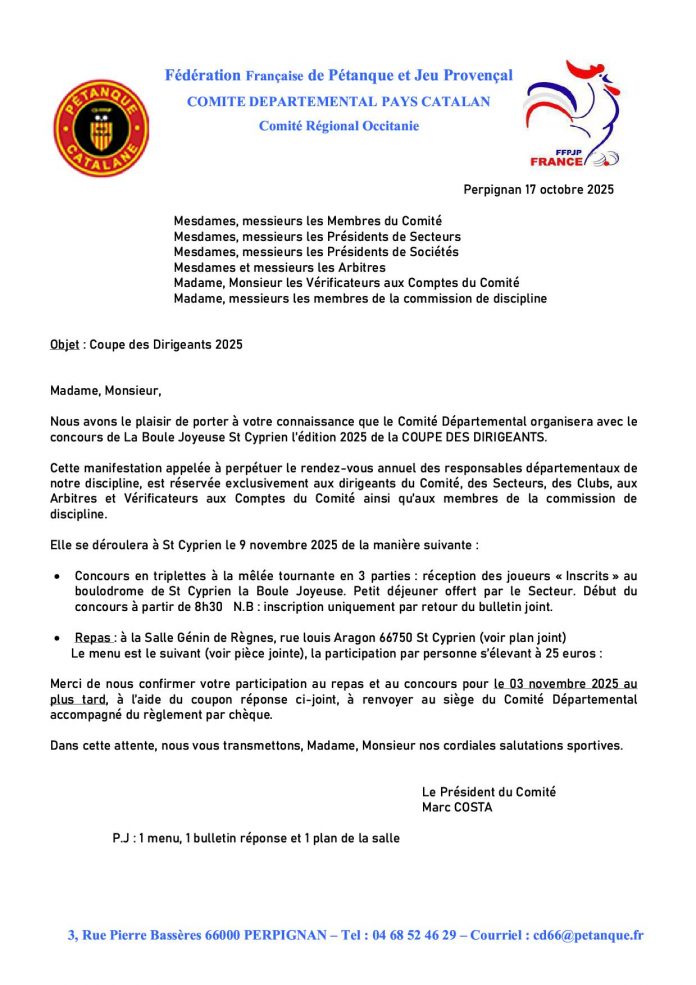 INVITATION COUPE DES DIRIGEANTS 20251