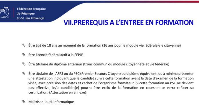 Dossier pour formation délégué, arbitre, éducateur, gestionnaire de table de marque…